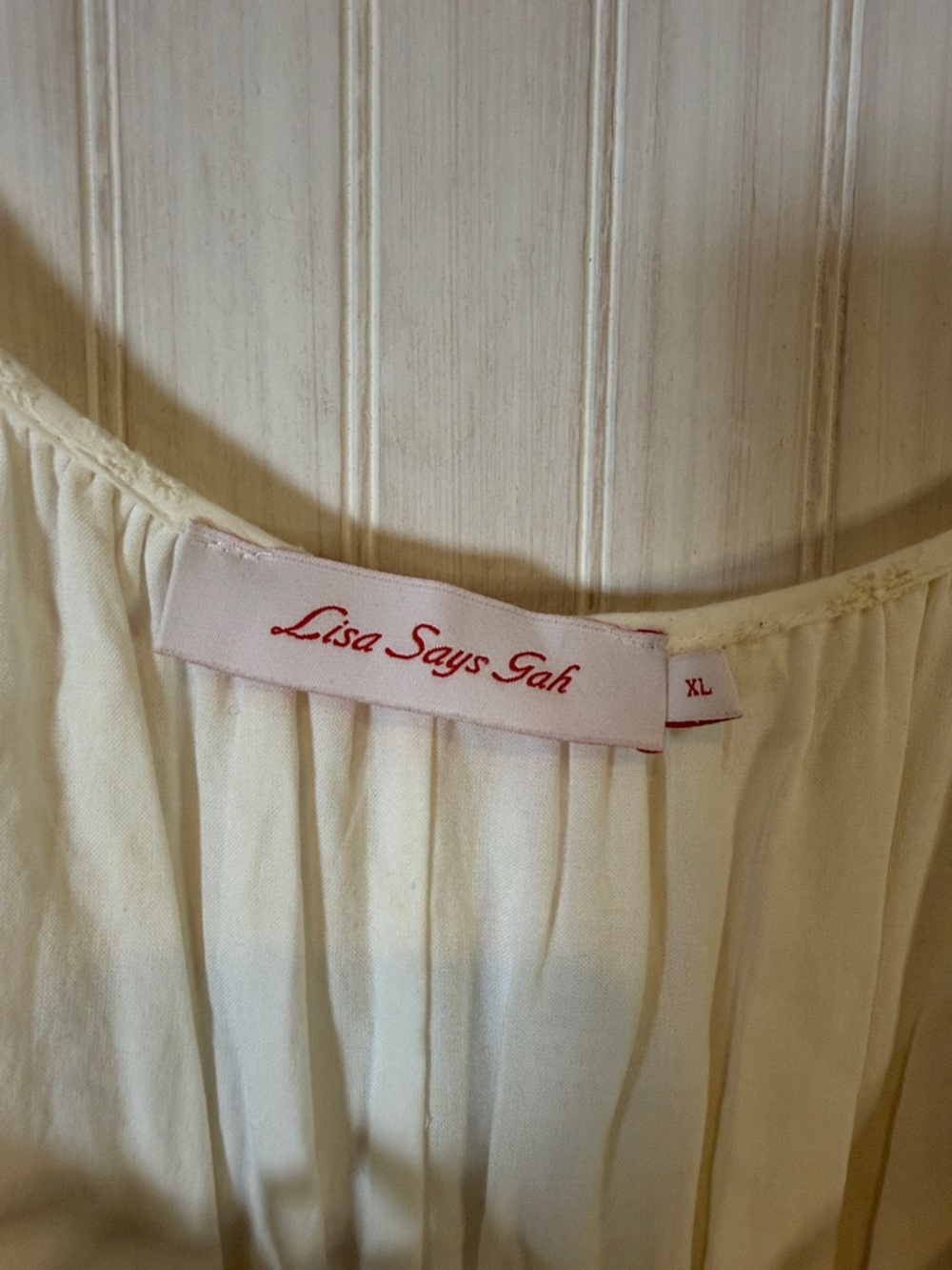 Lisa Says Gah Cream Eyelet Maxi Dress with Puff Sleeves - Picture 3 of 6